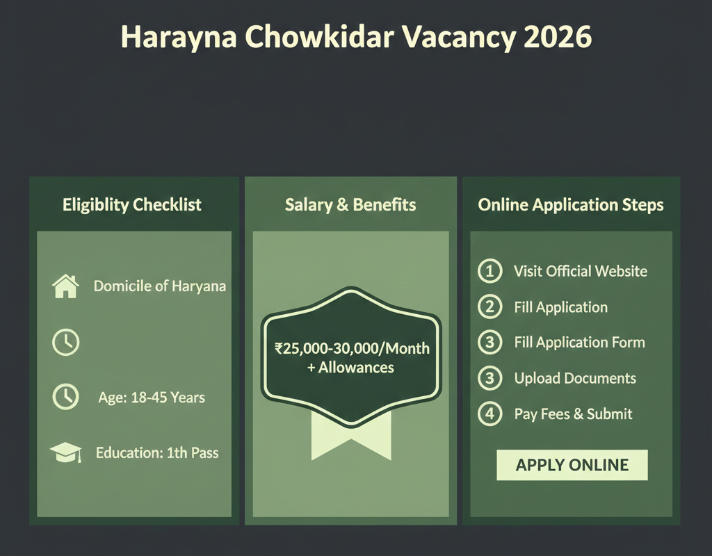 Haryana Chowkidar Vacancy 2026 eligibility, salary, and how to apply online