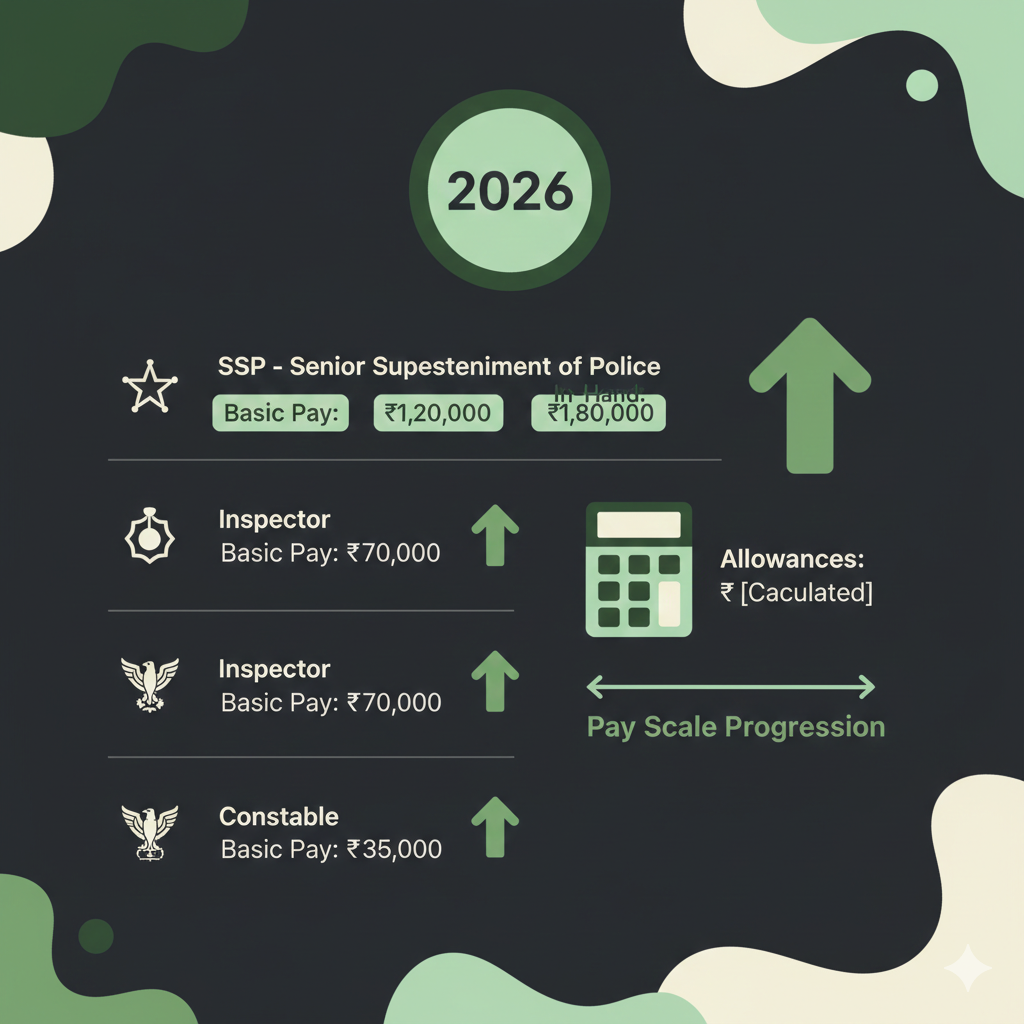 Banner showing Haryana Police ranks with salary tags and calculator for 2026 guide.