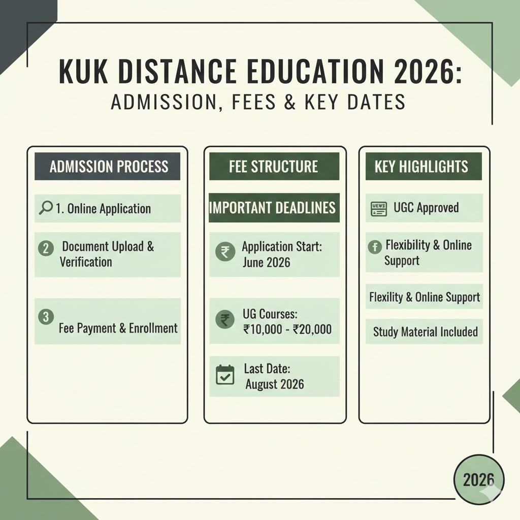 KUK Distance Education 2026 overview with admission, fees, and online form details
