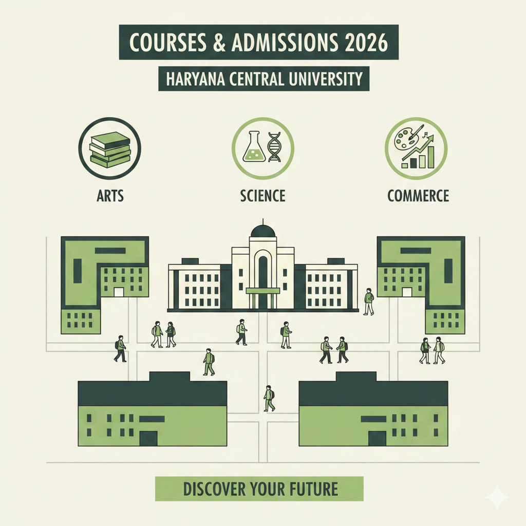 Map of Haryana highlighting central universities with education icons and admission elements.